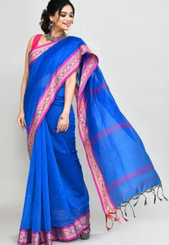 Handloom Cotton Silk Saree in Royal Blue