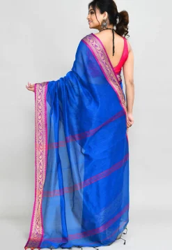 Handloom Cotton Silk Saree in Royal Blue