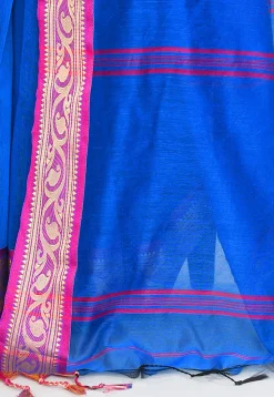Handloom Cotton Silk Saree in Royal Blue