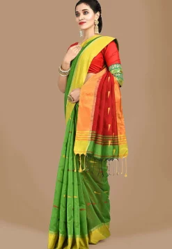 Handloom Cotton Silk Saree in Light Green