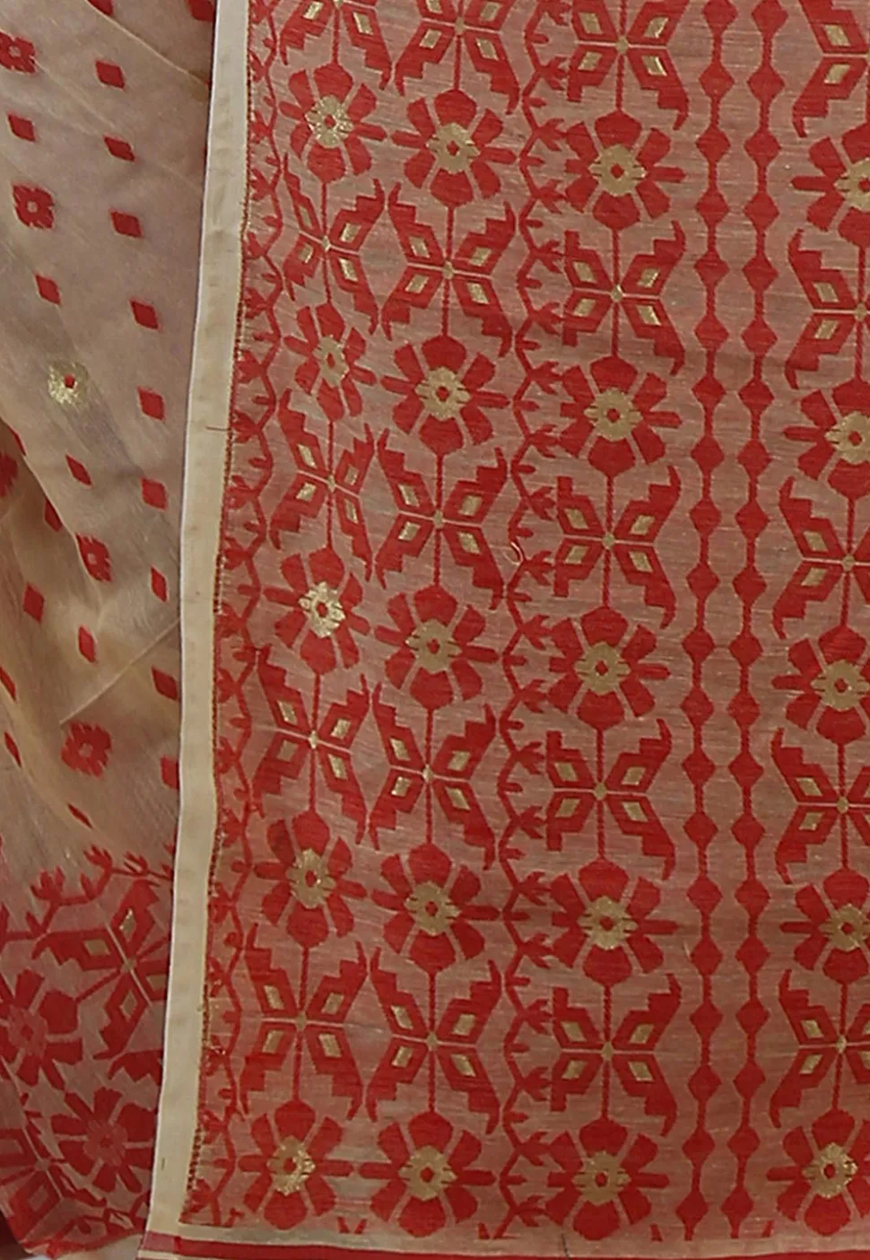 Handloom Cotton Silk Saree in Light Beige
