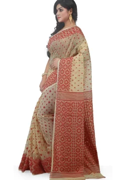 Handloom Cotton Silk Saree in Light Beige