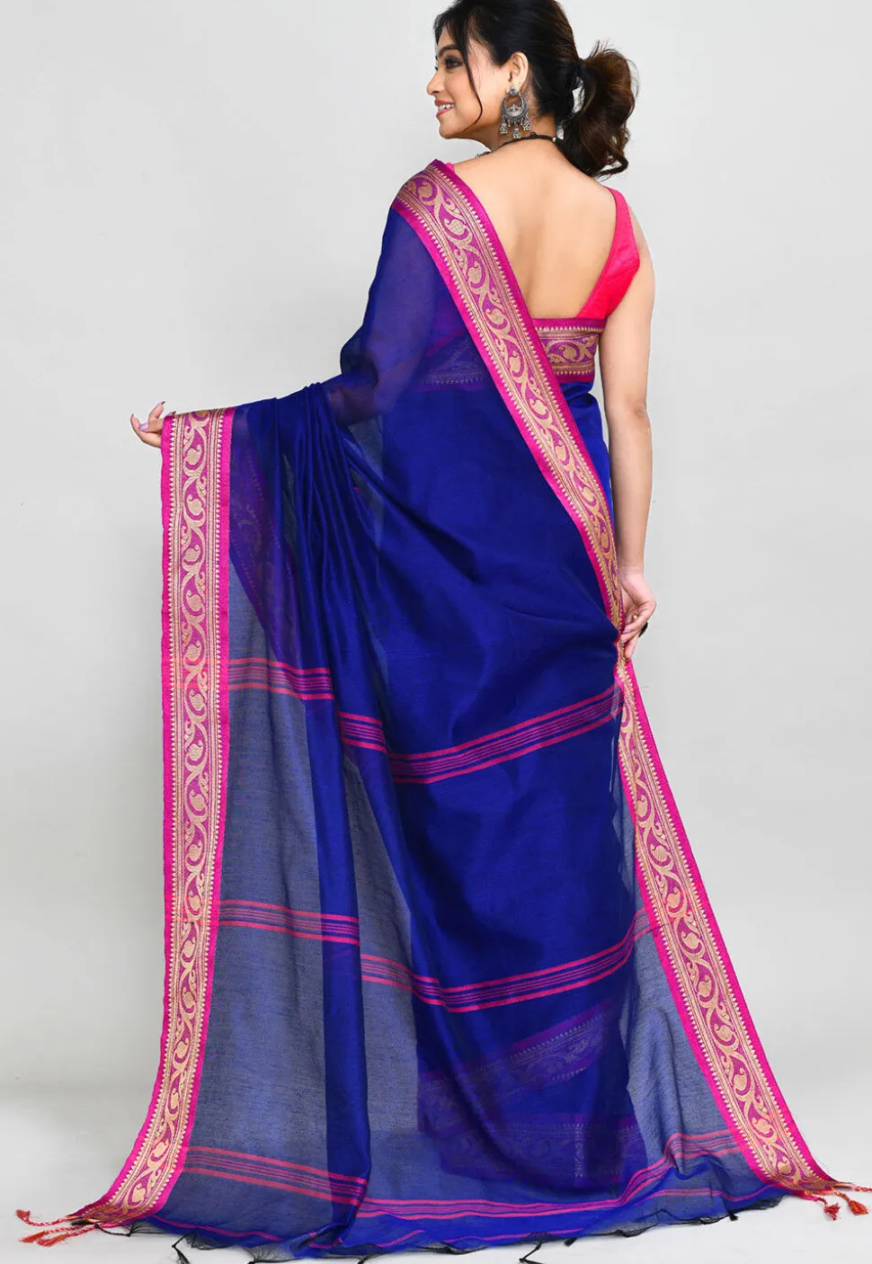 Handloom Cotton Silk Saree in Royal Blue