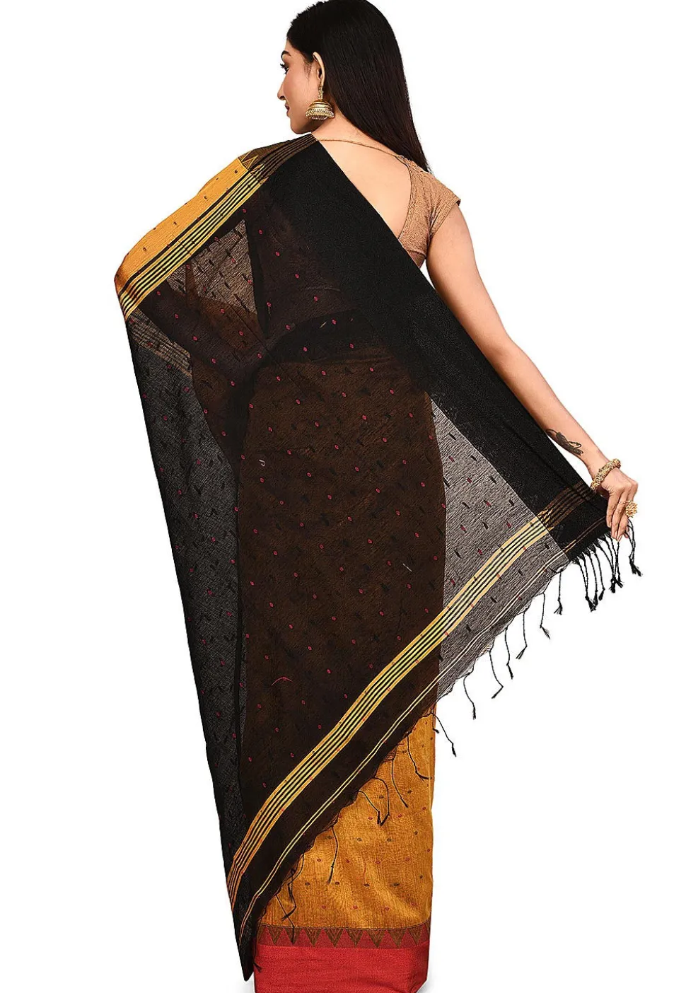 Handloom Cotton Silk Saree in Mustard