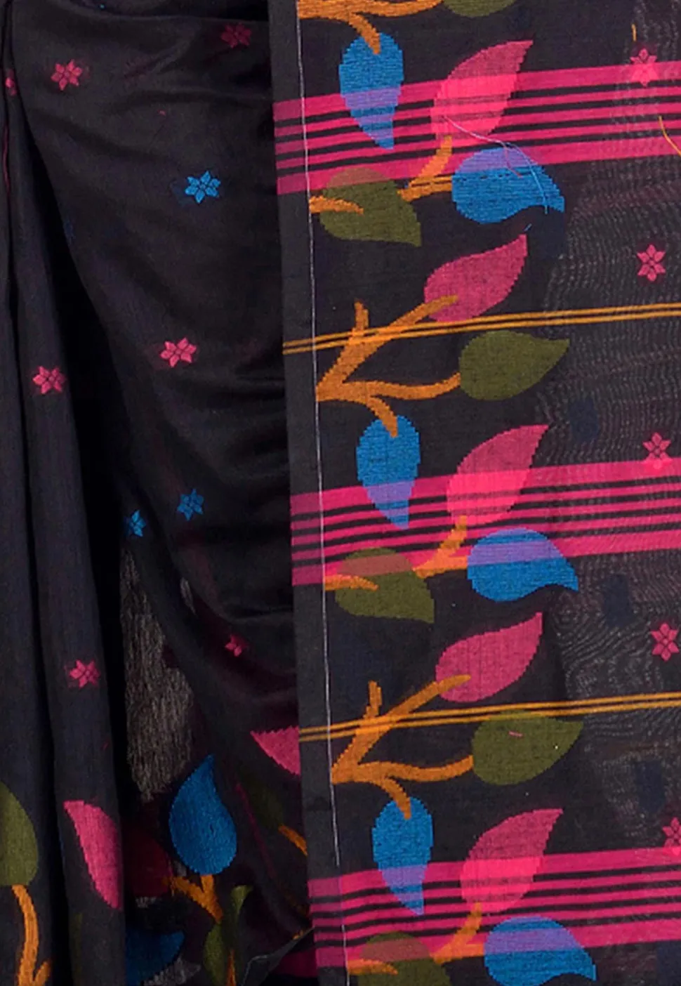 Handloom Cotton Silk Saree in Black