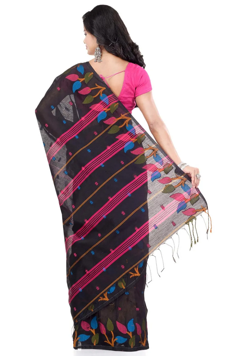 Handloom Cotton Silk Saree in Black