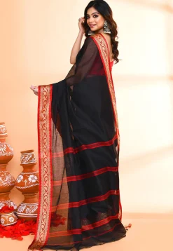 Handloom Cotton Silk Saree in Black