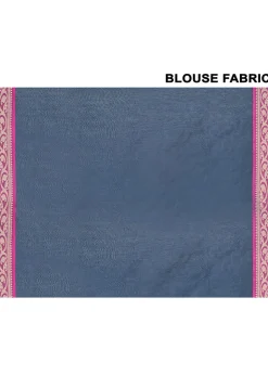 Handloom Cotton Silk Saree in Dark Blue