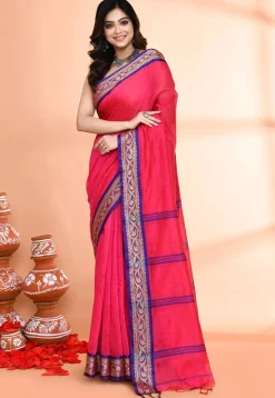 Handloom Cotton Silk Saree in Pink