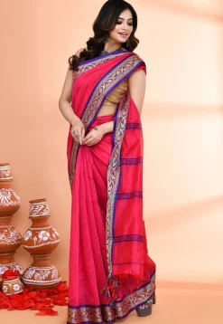 Handloom Cotton Silk Saree in Pink
