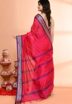 Handloom Cotton Silk Saree in Pink