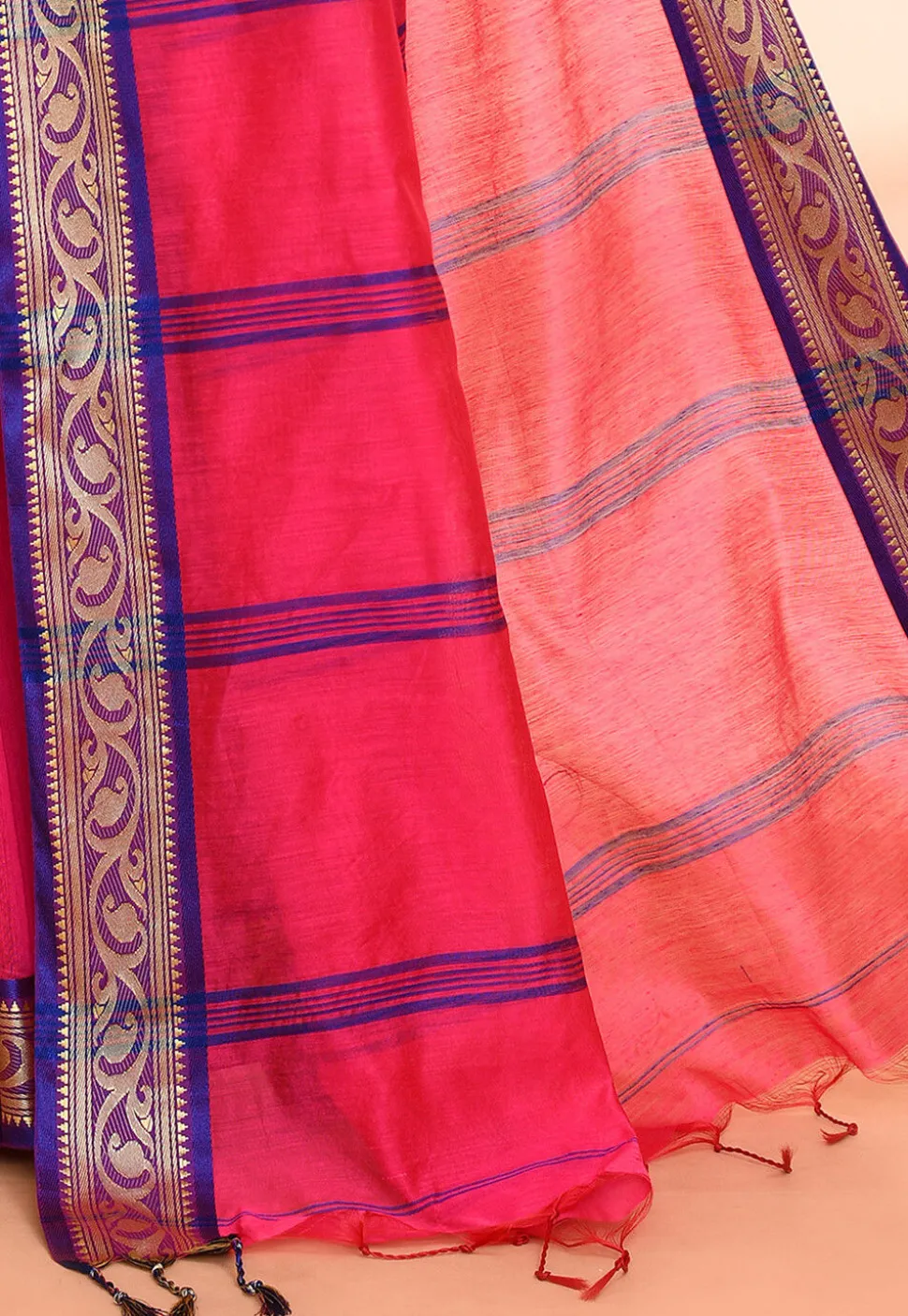 Handloom Cotton Silk Saree in Pink