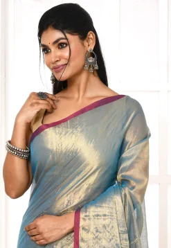 Handloom Cotton Silk Saree in Blue