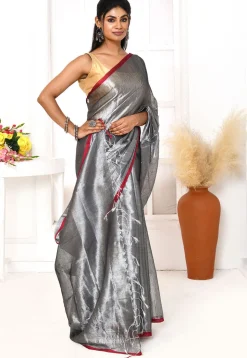 Handloom Cotton Silk Saree in Grey