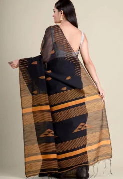 Handloom Cotton Silk Saree in Black