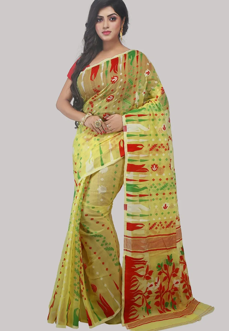 Handloom Cotton Silk Saree in Yellow