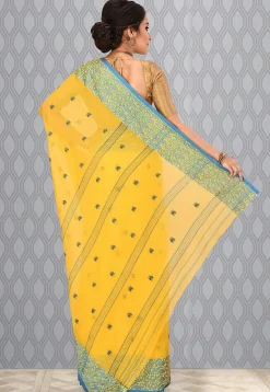 Handloom Cotton Tant Saree in Yellow