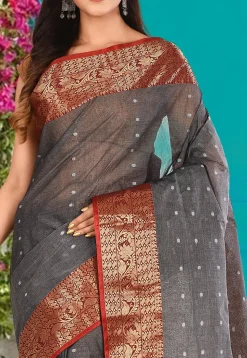 Handloom Cotton Tant Saree in Grey