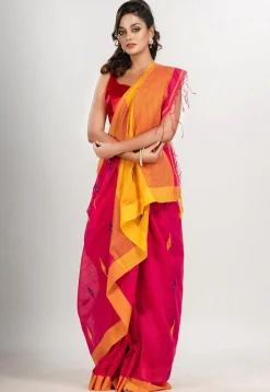 Handloom Jamdani Cotton Saree in Fuchsia