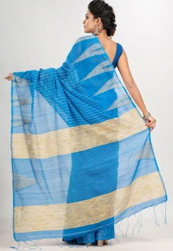 Handloom Jamdani Cotton Saree in Blue