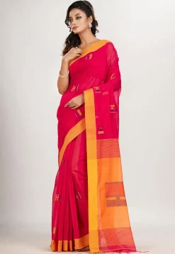 Handloom Jamdani Cotton Saree in Fuchsia