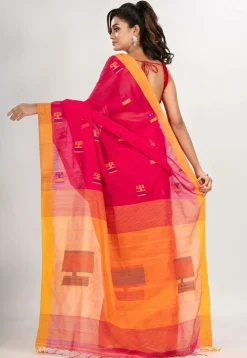 Handloom Jamdani Cotton Saree in Fuchsia