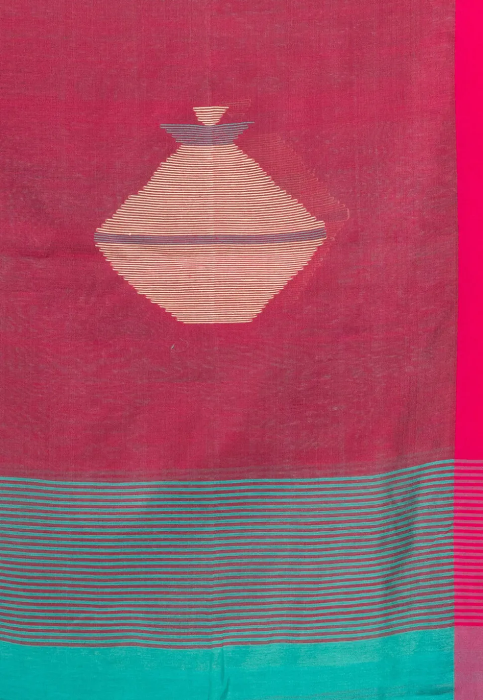 Handloom Jamdani Cotton Saree in Turquoise