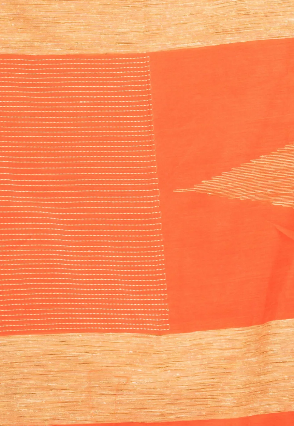 Handloom Jamdani Cotton Saree in Orange