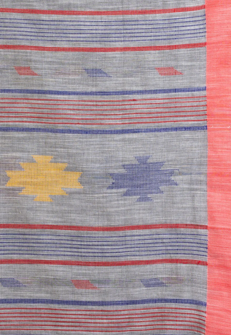Handloom Jamdani Pure Cotton Saree in Grey