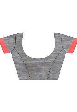 Handloom Jamdani Pure Cotton Saree in Grey