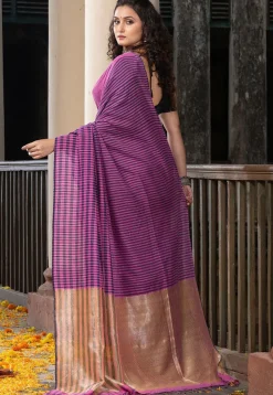 Handloom Jamdani Pure Cotton Saree in Dark Pink