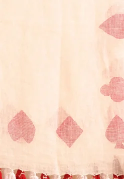 Handloom Jamdani Pure Linen Saree in Peach