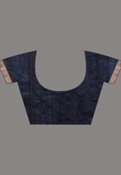 Handloom Jamdani Pure Matka Silk Saree in Navy blue