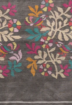 Handloom Jamdani Pure Matka Silk Saree in Off White and Black