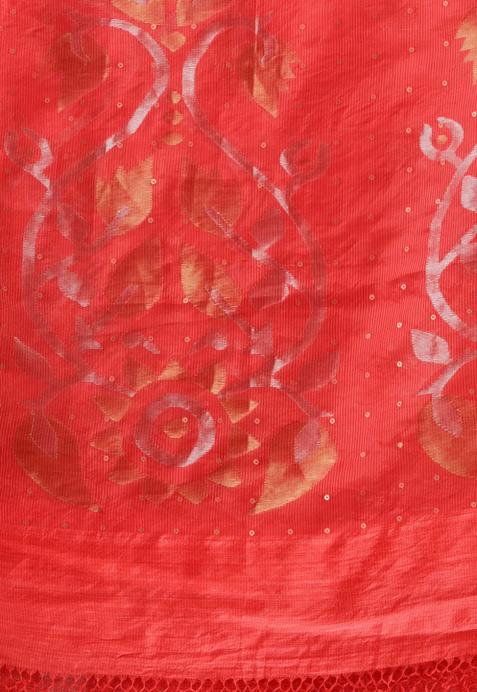 Handloom Jamdani Pure Matka Silk Saree in Red