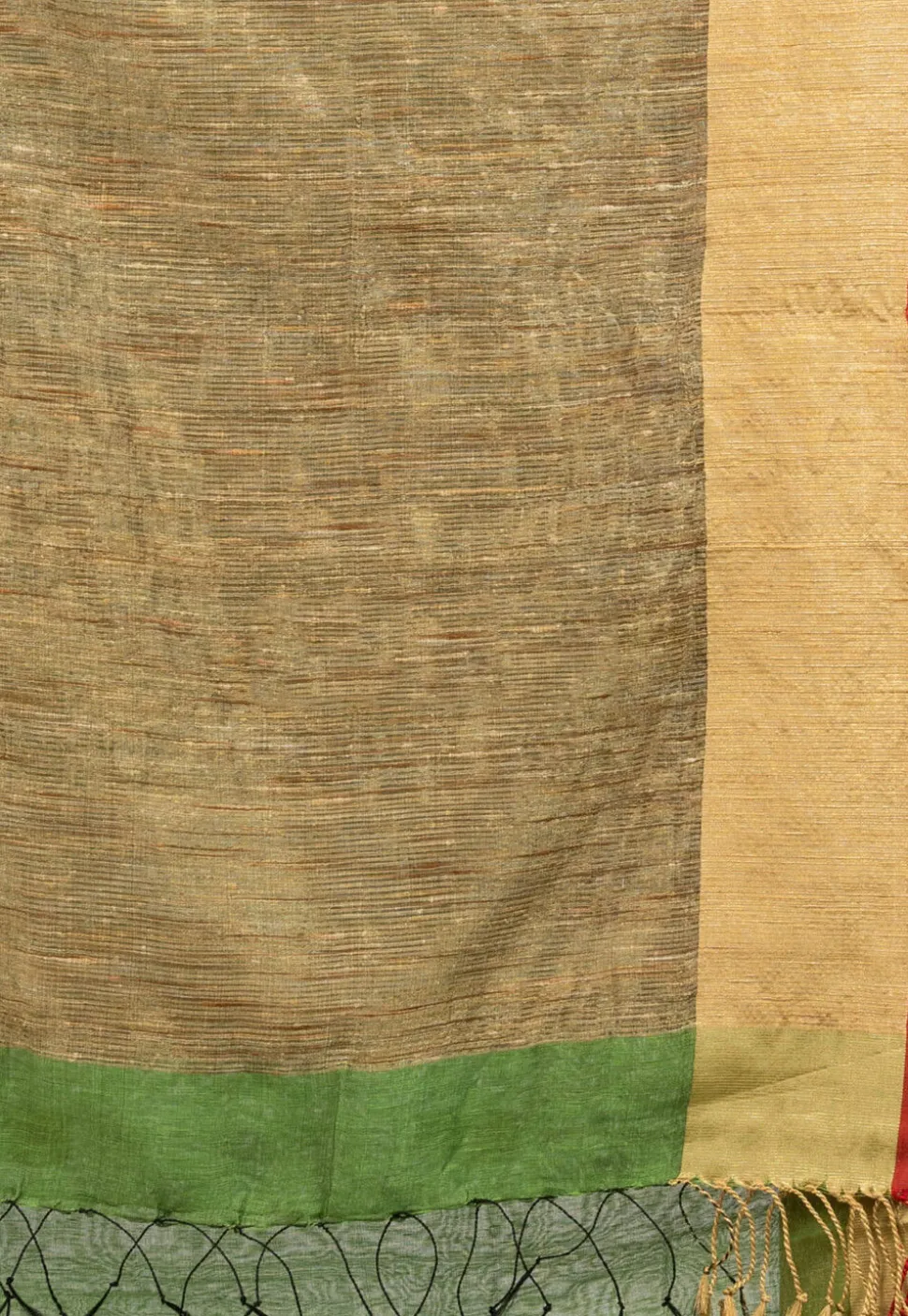 Handloom Linen Silk Saree in Green