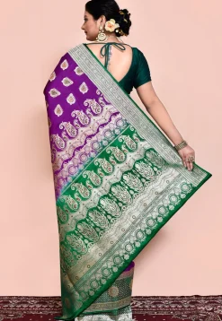 Handloom Pure Banarasi Katan Silk Saree in Purple