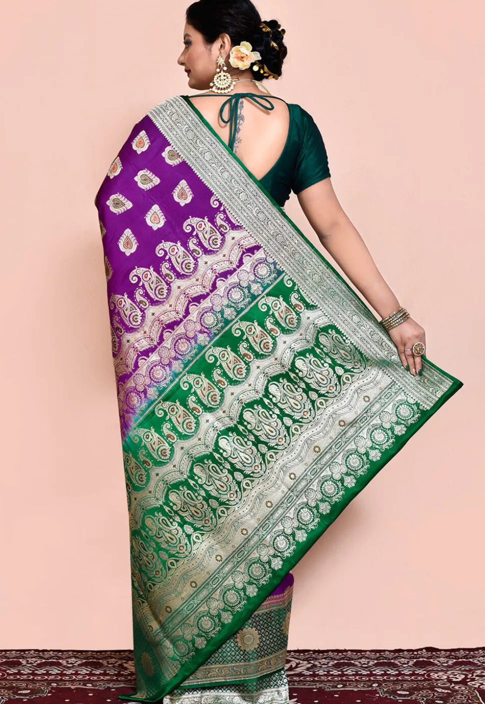 Handloom Pure Banarasi Katan Silk Saree in Purple