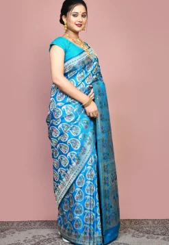 Handloom Pure Banarasi Katan Silk Saree in Blue