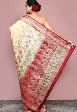 Handloom Pure Banarasi Katan Silk Saree in Beige