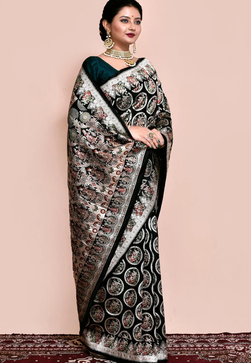 Handloom Pure Banarasi Katan Silk Saree in Black