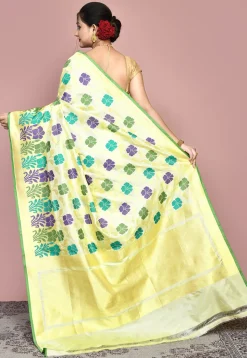 Handloom Pure Banarasi Katan Silk Saree in Yellow
