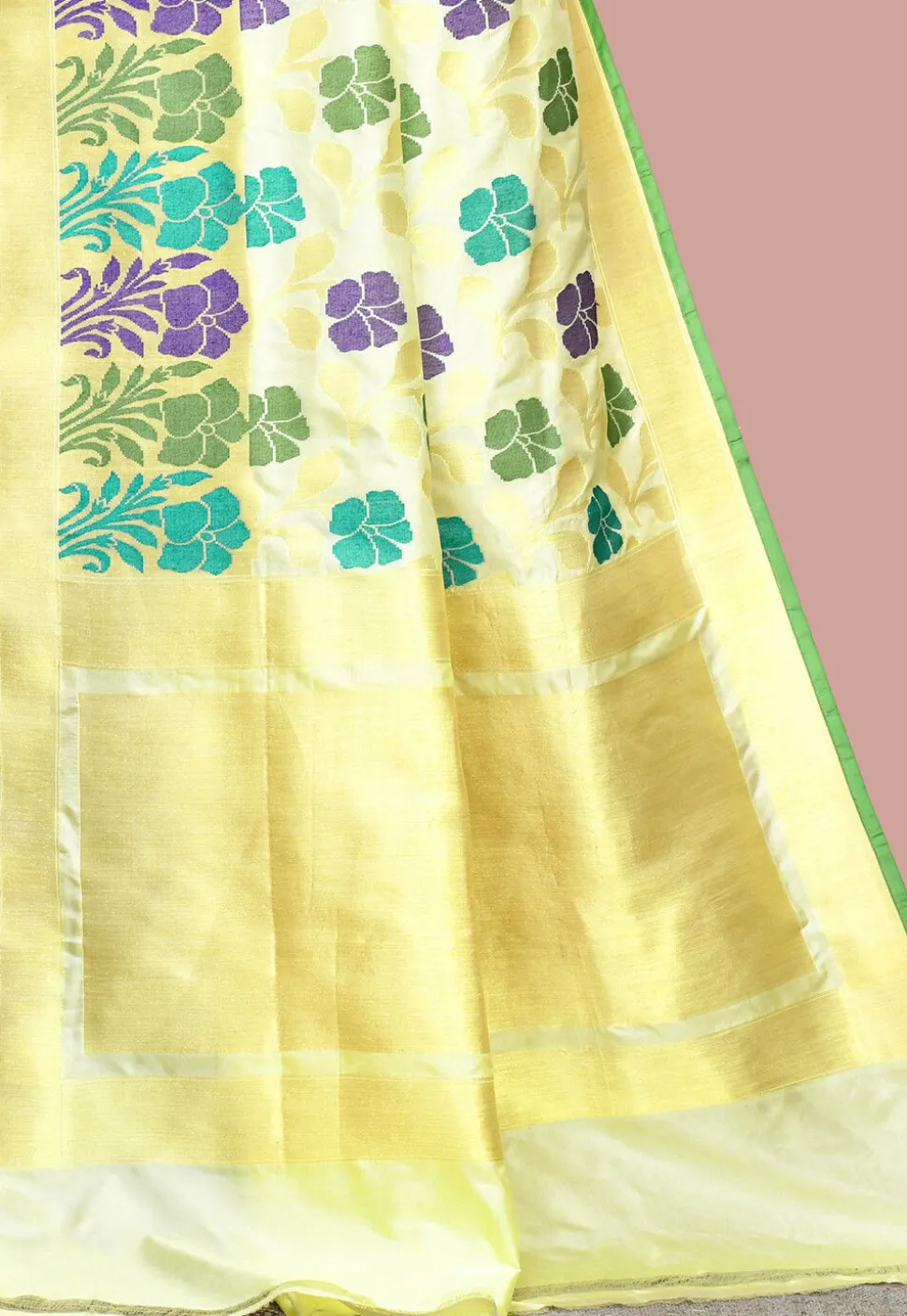 Handloom Pure Banarasi Katan Silk Saree in Yellow