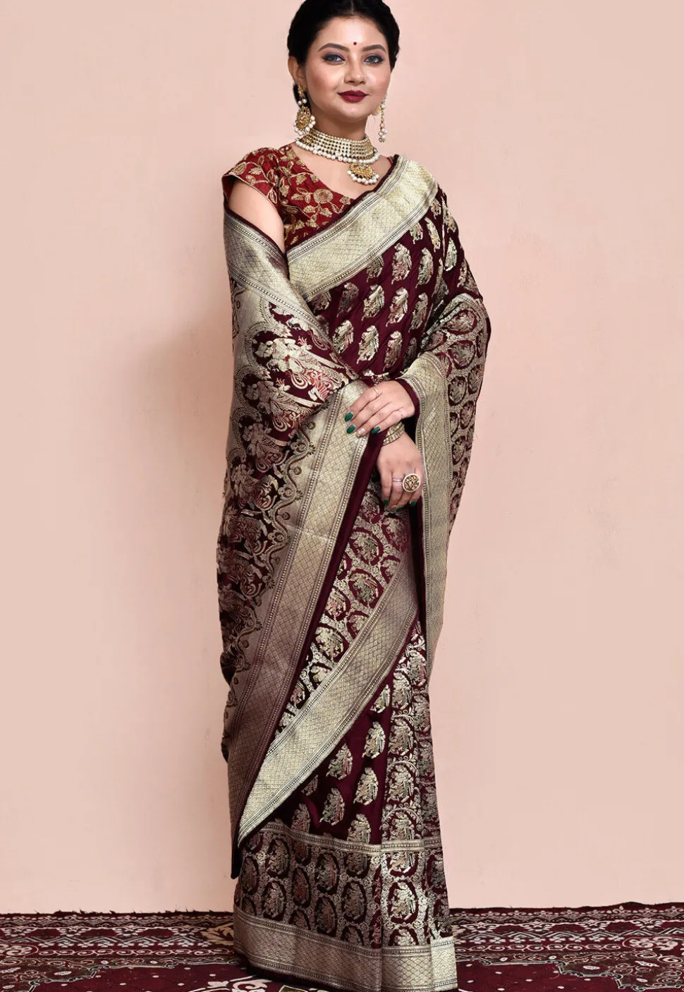Handloom Pure Banarasi Katan Silk Saree in Wine