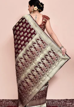 Handloom Pure Banarasi Katan Silk Saree in Wine