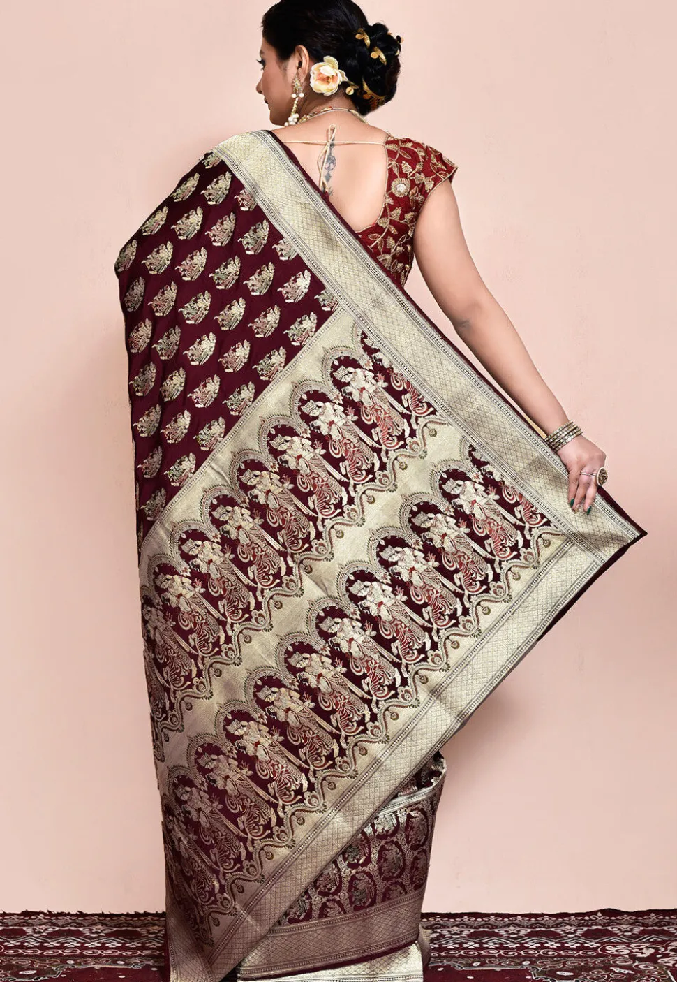 Handloom Pure Banarasi Katan Silk Saree in Wine
