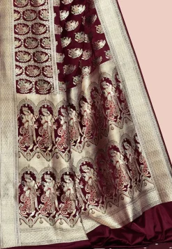 Handloom Pure Banarasi Katan Silk Saree in Wine