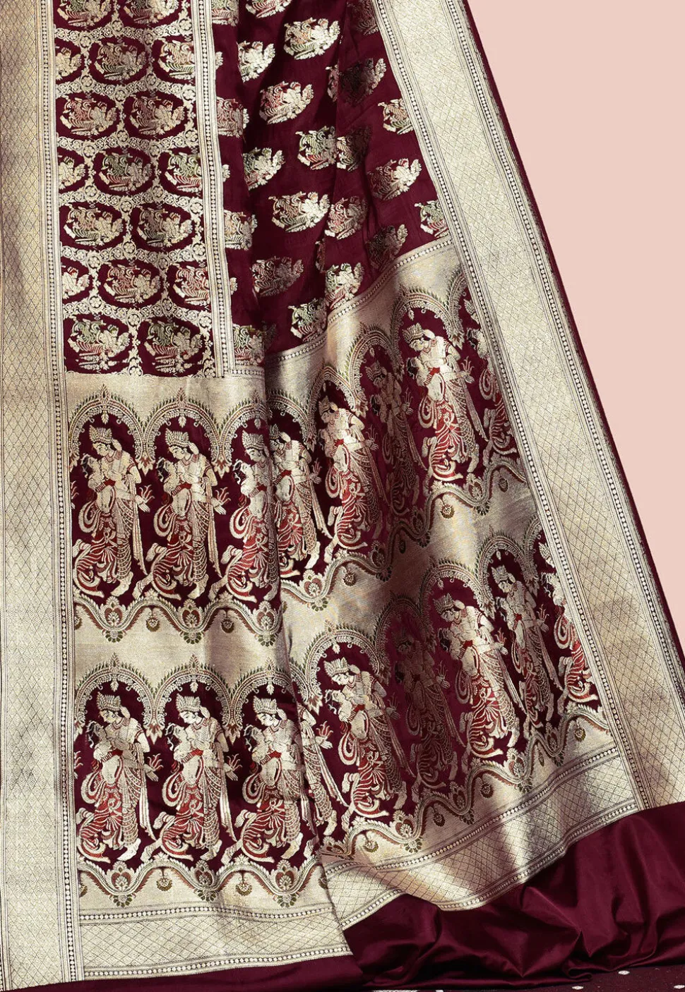 Handloom Pure Banarasi Katan Silk Saree in Wine