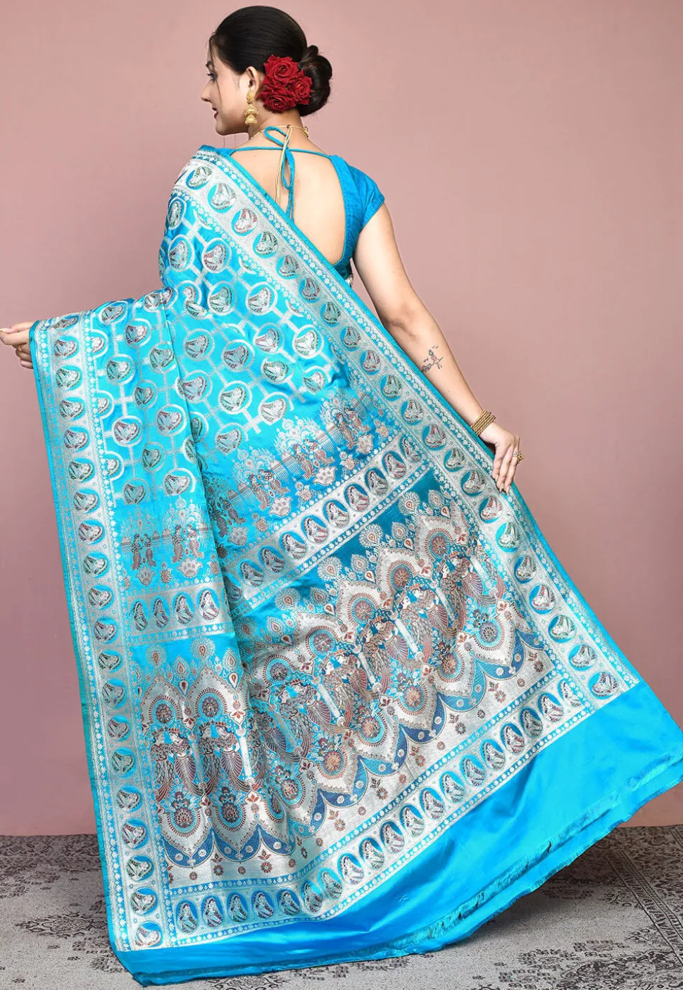 Handloom Pure Banarasi Katan Silk Saree in Blue
