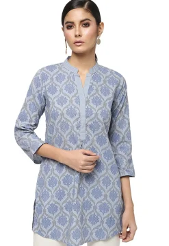 Handloom Pure Cotton Kurti in Light Grey